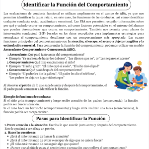 Identifying the Function of Behavior – English and Spanish Parent Training Handout